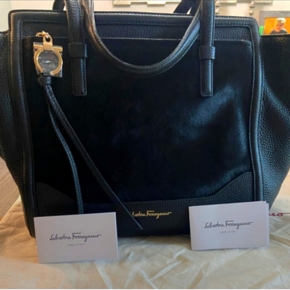 Salvatore Ferragamo black  CALF hair tote - Picture 11 of 17